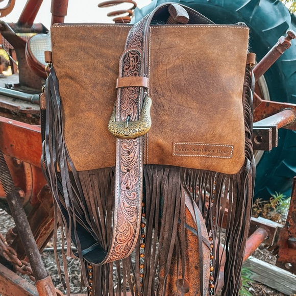 The Lancaster (Gold Splattered Cowhide) a Haute Southern Hyde Exclusive Purse - Picture 5 of 5